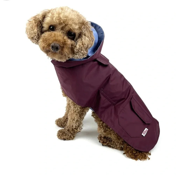 MILLTOWN US Dog Reversible Rain Coat - Cabernet-Blue size medium exc cond - Picture 1 of 7
